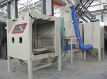 Mould/film-coating clamp cleaning sandblasting cabinet