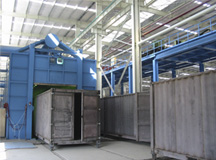 Automatic sandblasting booth demonstration for container