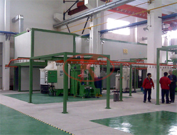 Pressure inner tank automatic powder spray enamel production line