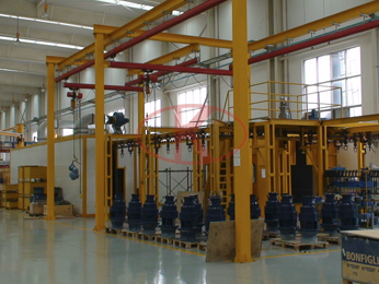 Wind speed reducer paint drying production line