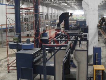 Water heater hanging conveyor blasting powder drying production line