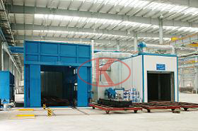 Floor conveying type painting and drying line