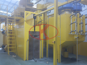 suspended conveying shot blasting line of car-frame structure part